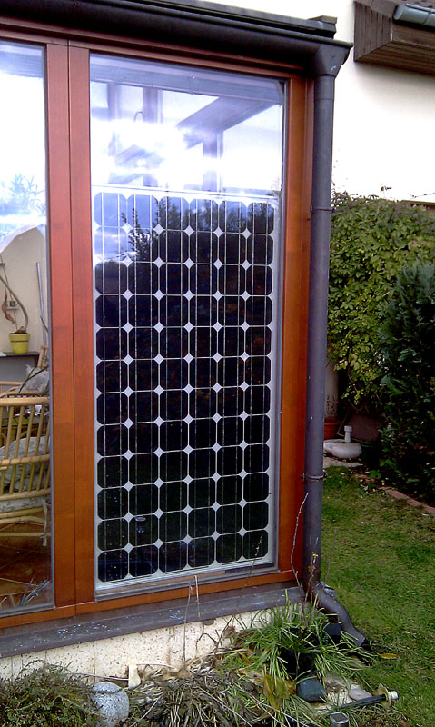 solární panel v zimní zahradě
